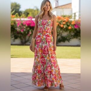 Abel The Label ATL Floral Smocked Tube Maxi Dress